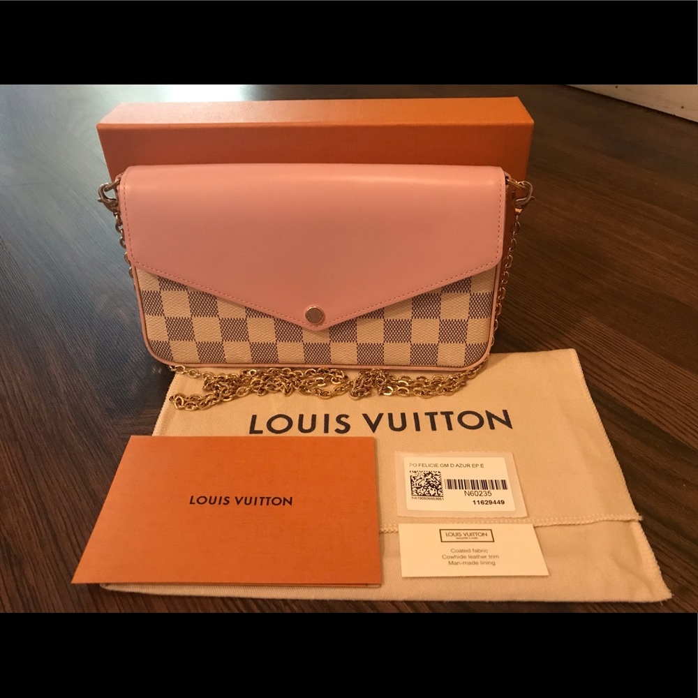 Louis Vuitton Felicie Damier Azur Eau De Rose- NEW